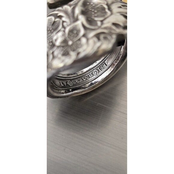 Vintage 1881 Rogers A1 Sterling Silver large Flower Spoon Ring Adjustable Sz:7.5 - Picture 6 of 12